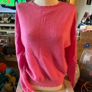 Cotton cashmere freyed edge sweater